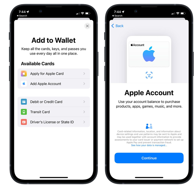 王屋镇苹果手机维修分享iOS 15.5钱包App如何添加 Apple 账户 